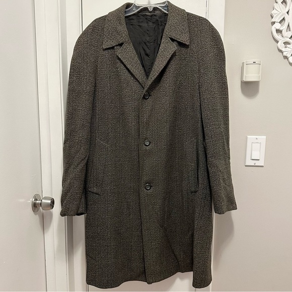 Vintage BURTON Textured Deep Brown Trench Coat Long Topcoat Overcoat Men’s 46R - Picture 1 of 12